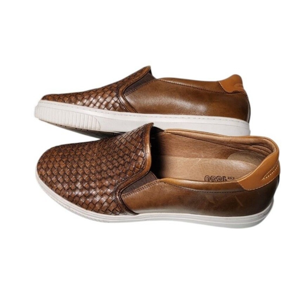 Johnston & Murphy Allister Leather Woven Slip On Sneakers Size 13M Men's Comfort - Picture 4 of 9